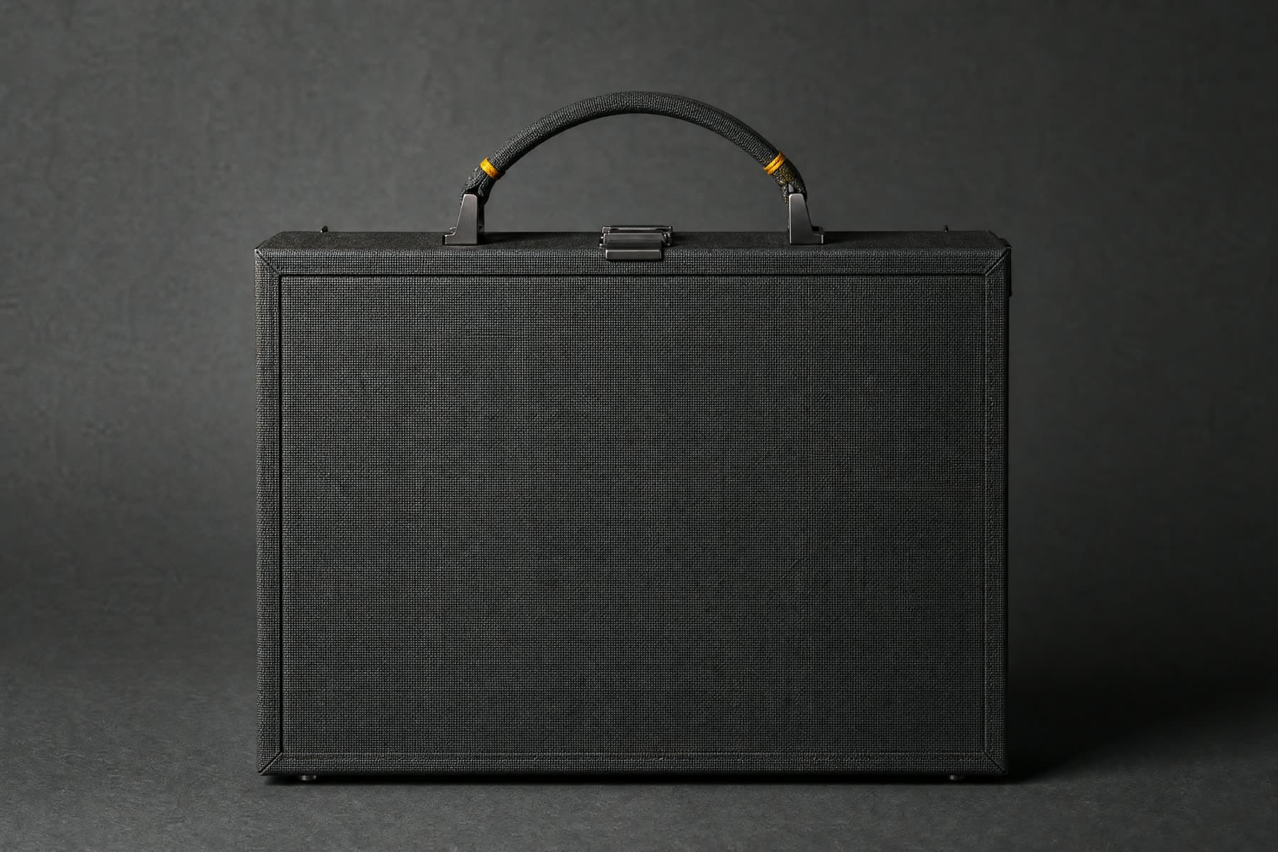 Padded sections, document slots, square faces.